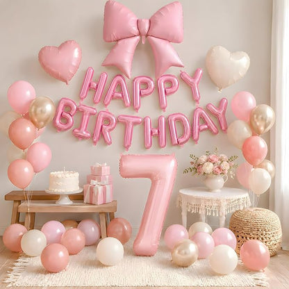Dusty Pink Number 7 Balloon, 7th Birthday Decorations - Image 4