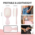 Mini Hair Bursh for Women Men and Kids, Protable Travel Size Hair Brush for Pockets Purses, Mini Detangler Brush for All Hair Types, Small Paddle Brush for Detangling (Pink)