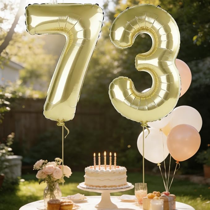 40 Inch Number 73 Balloons for 73rd Birthday Party Decorations, 0-100 Champagne - Image 3
