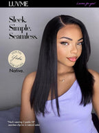 LUVME Yaki Straight Seamless 110g 7Pcs Clip in Hair Extensions Full Max with 22inch Remy Human Hair Extensions, Natural Black 100% Real Soft Hair