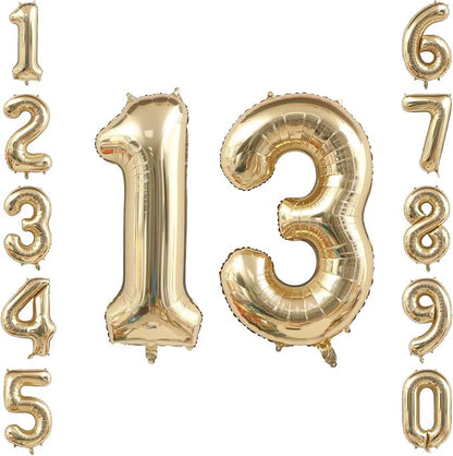 White Gold Number 13 Balloon 40 Inch, Champagne Foil Teen Decoration | Official by Unknown