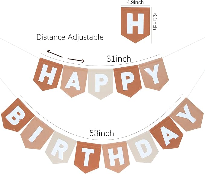 Felt Brown Happy Birthday Banner Birthday Decorations - Image 6