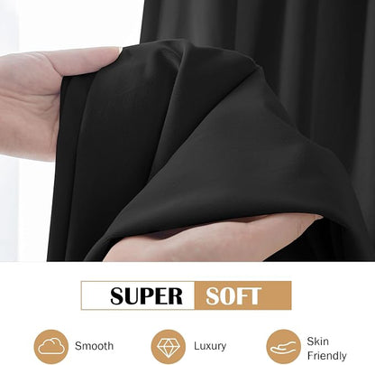 Beauoop Velvet Curtains for Bedroom Living Room Black 52x108 2 Panels | Soft - Image 6