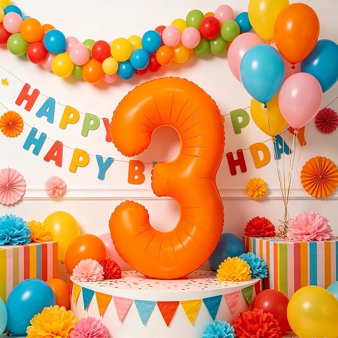 Fluorescent Orange Number Balloon 40 inch Giant Foil Helium Balloons Orange - Image 7