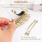 Large Gorgeous Rhinestone Hair Barrette for Women, Flower Jewelry Design (Pink)