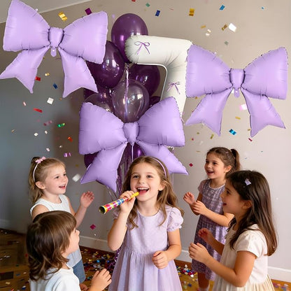 38 Inch Purple Bow Foil Balloons, Giant Light Purple Mylar Bow Shaped Balloons - Image 3