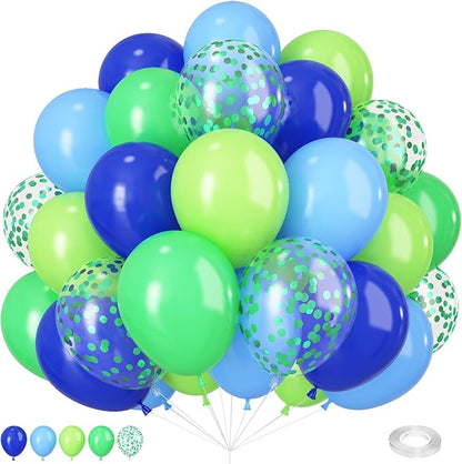 Blue Green Balloons 12 Inch Royal Blue Fruit Light Green Confetti Balloon by Paeyeq