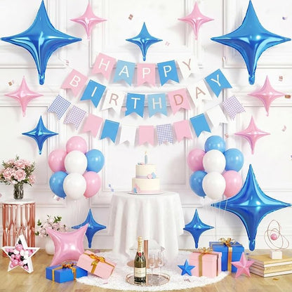 Pink Blue Star Balloons, 26 Inch and 10 Inch Pink Stars Shaped Balloon - Image 6
