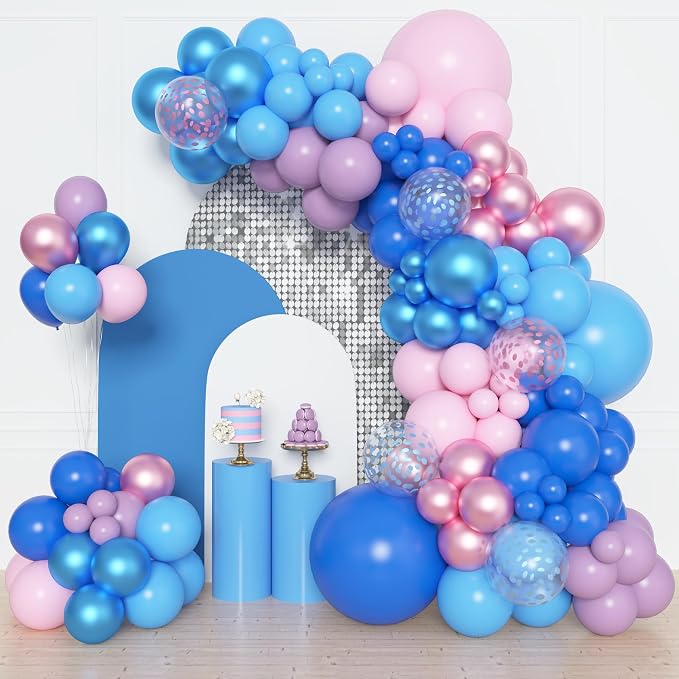 Amandir 153pcs Pink and Blue Balloon Arch Garland Kit Different Sizes | 18 12 by Amandir