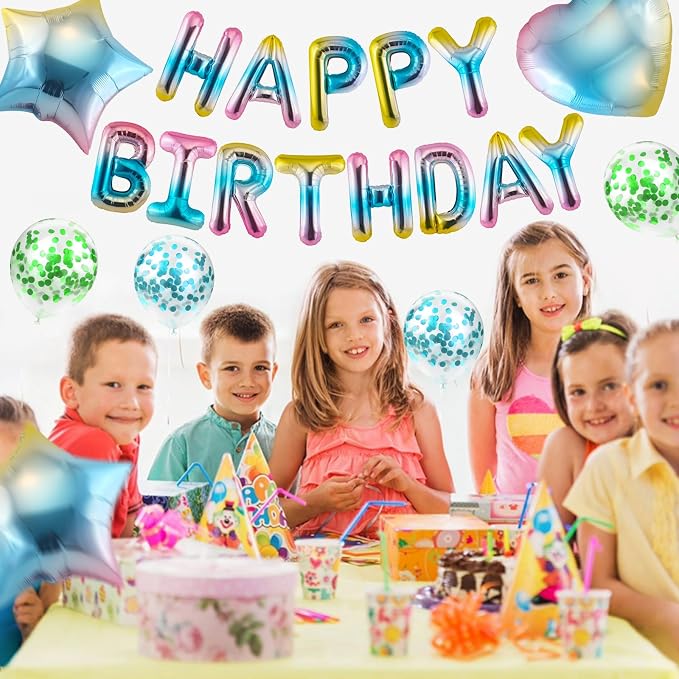 CANREVEL Happy Birthday Banner Decoration + 29pcs Star Balloons, Gradient | - Image 4
