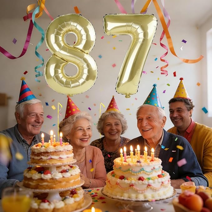 40 Inch Number 87 Balloons for 87th Birthday Party Decorations, 0-100 Champagne - Image 2