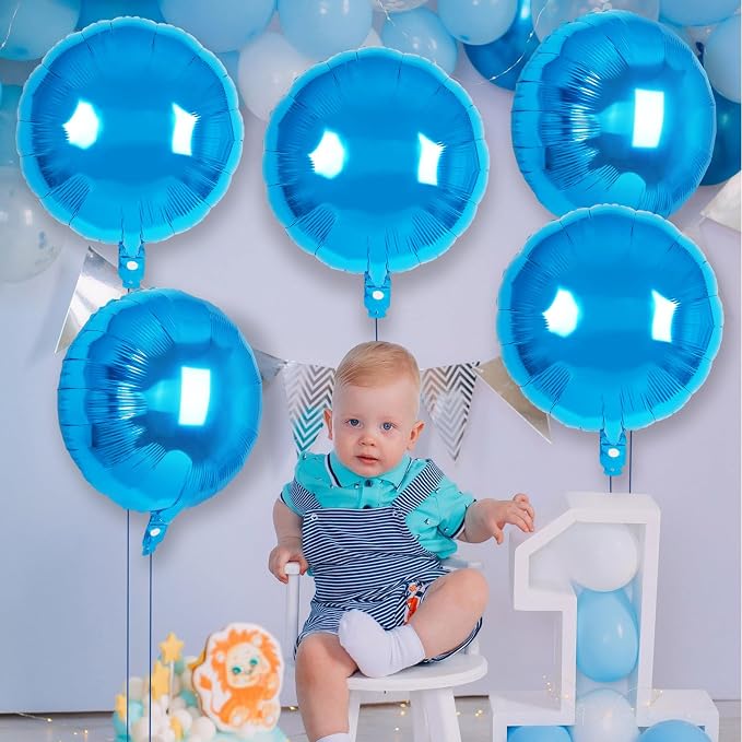 20 Pcs Blue Round Shaped Balloons, 18 Inch Round Foil Balloon, Giant Round - Image 4