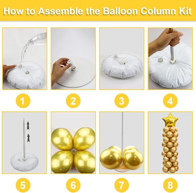 Balloon Column Kit Set of 2, 2 Set Balloon Table Stands, 6.56 Ft Reusable Metal - Image 6