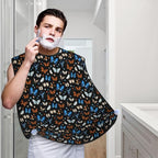 Waterproof Beard Trimming Bib, Non-Stick Hair Catcher for Men Shaving, Grooming Apron for Husband Dad, Blue and Yellow Tropic Butterflies Goth Shave Bib