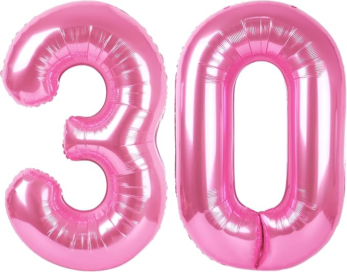 Pink 40 Inch 30 Number Balloons, Balloon Decorations by Upgesy
