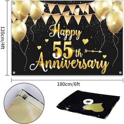 HAMIGAR 6x4ft Happy 55th Anniversary Banner Backdrop - Image 2