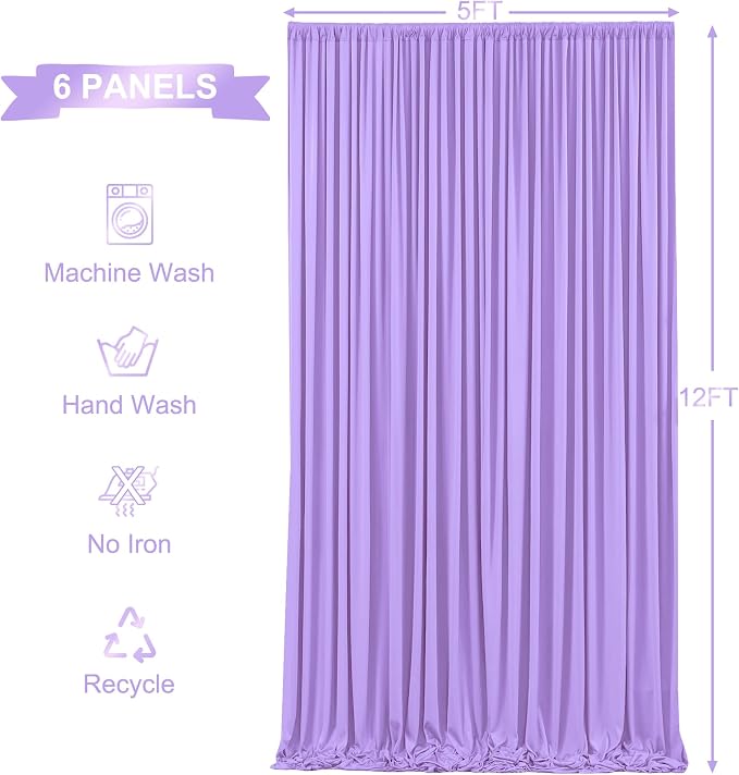 6 Panels Lavender Backdrop Curtains - Image 6