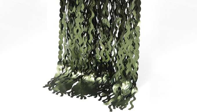4 Pack Wavy Olive Green Streamers Backdrop Jungle Party Decorations - Image 7