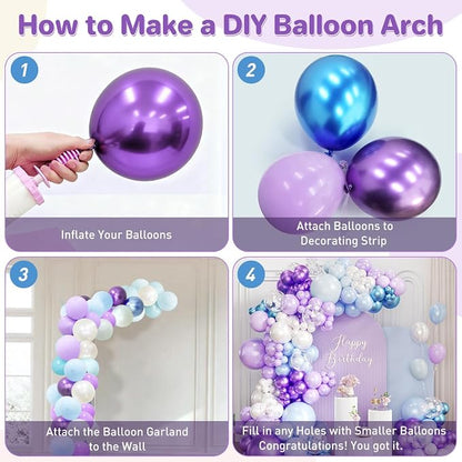 167Pcs Purple Blue Balloons Garland Arch Kit - Image 3