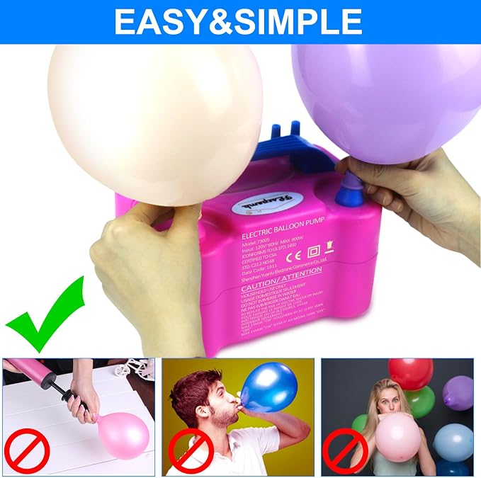 Balloon Pump, Electric Balloon Pump, Portable Dual Nozzles Electric Balloon Air - Image 4