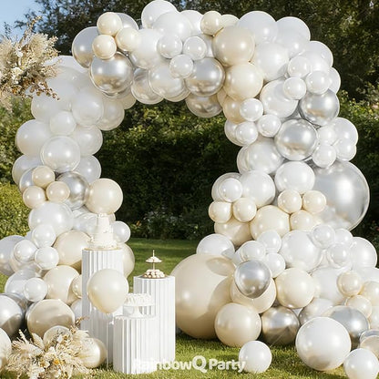 RainbowQ 165 Pcs Double Stuffed Pearl White Balloons Arch Different Sizes | - Image 2