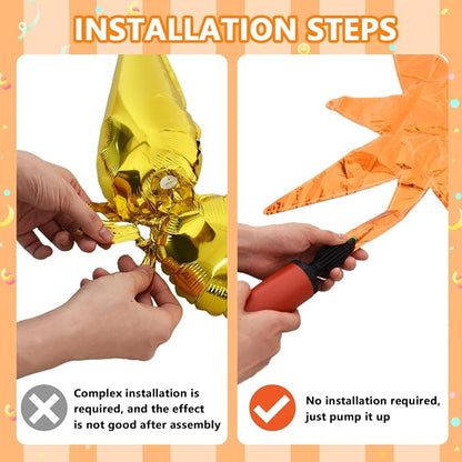 TONIFUL 4 Pcs Explosion Star Balloons Black and Orange Foil Party Decor | 22 - Image 3