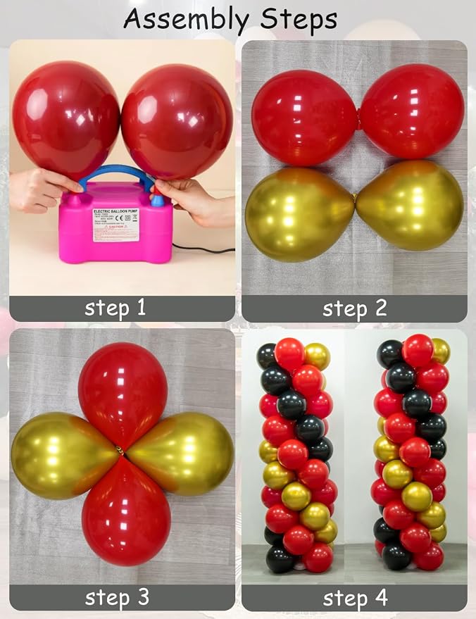 Red Black and Gold Balloons for Column Stand - Image 3