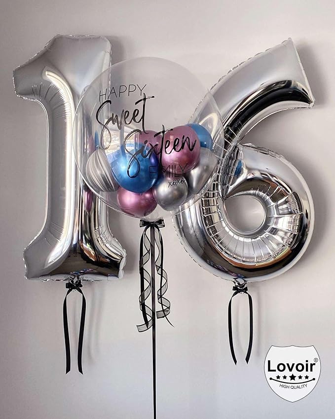 Silver 15 Number Balloons, 40 Inch Giant Number 15 Balloons Foil Mylar Helium - Image 4