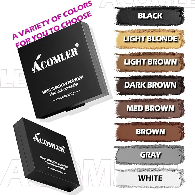 Acomler Root Touch Up Hair Color Hairline Powder, Instantly Root Cover Up, Light Blonde Grey Coverage for Thinning, Hair Powder for Women Men Includes Makeup Brush (Light Blonde, 0.42oz)