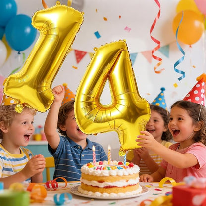 40 Inch Number 14 Balloons for 14th Birthday Party Decorations, 0-100 Gold - Image 2