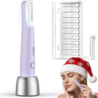Dermaplane Razor for Women Face, WLU Rechargeable Face Dermaplaning Tool – Peach Fuzz, Facial Hair & Exfoliation Removal, Sonic Technology with LED Light, 3 Speeds & 10 Blades (Purple)