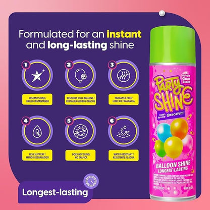 Party Shine Bubble Gum Balloon Shine Spray, Silicone Spray - Image 3