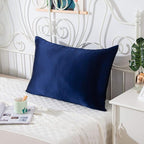 SLPBABY 100% Natural Pure Silk Pillowcase for Hair and Skin, Both Side 19 Momme Silk, Luxury Smooth Satin Pillowcase Cover with Hidden Zipper (King, Navy Blue)