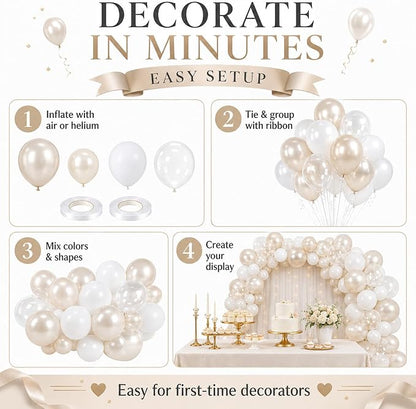 Pearl White Balloons, Elegant Neutral Boho Nude Bridal Shower Baby Birthday - Image 8