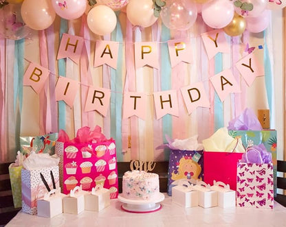 Happy Birthday Banner Pink Birthday Signs Party Supplies Garland Decorations - Image 4
