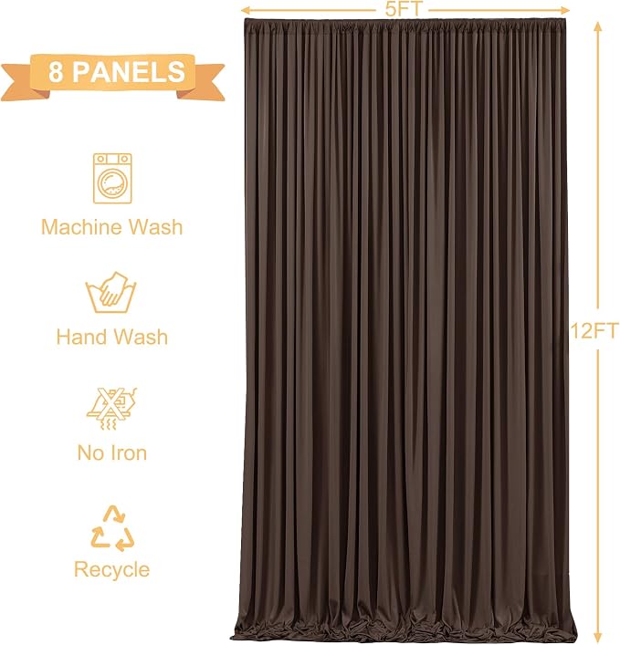 8 Panels Brown Backdrop Curtains - Image 5