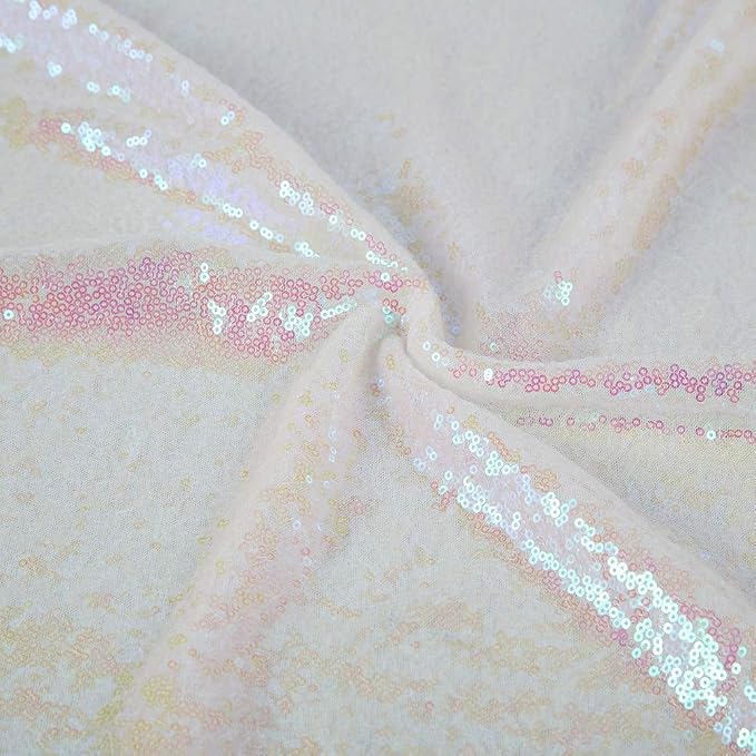 JYFLZQ White Iridescent Sequin Backdrop Curtains 4ft x 6.5ft 1 Panel Glitter - Image 4