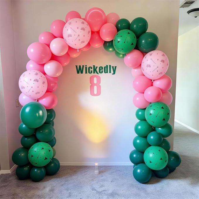 Jobkoo Pink and Green Balloons 12 Inch Dark Green Light Pale Pink Printed - Image 5