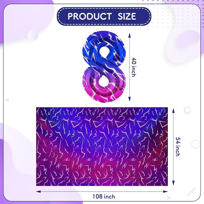 2pcs Purple Demon 54''x108'' Birthday Tablecloth and 40 Inches Number 8 Hunters - Image 2
