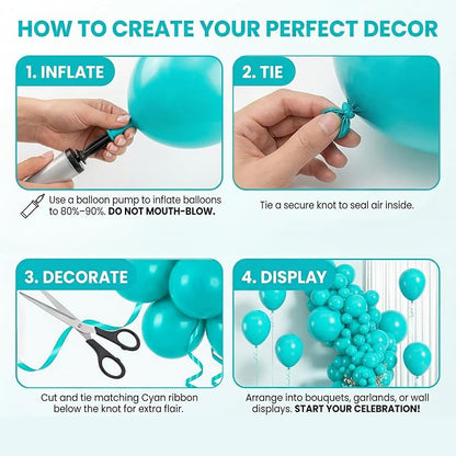40pcs teal blue Balloons 12 Inch, Matte turquoise Latex Balloons | Balloons - Image 5