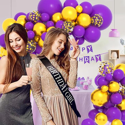Dark Purple Gold Balloon Garland Arch Kit - Image 4