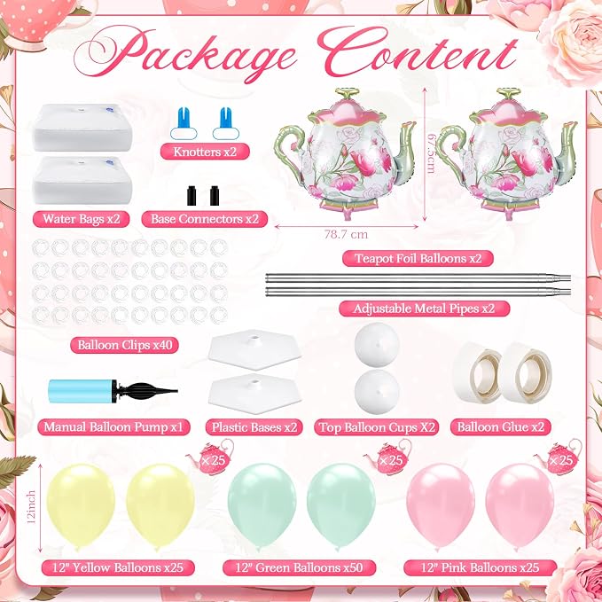 Kasyat 2 Set Tea Party Decorations Balloon Column - Image 2