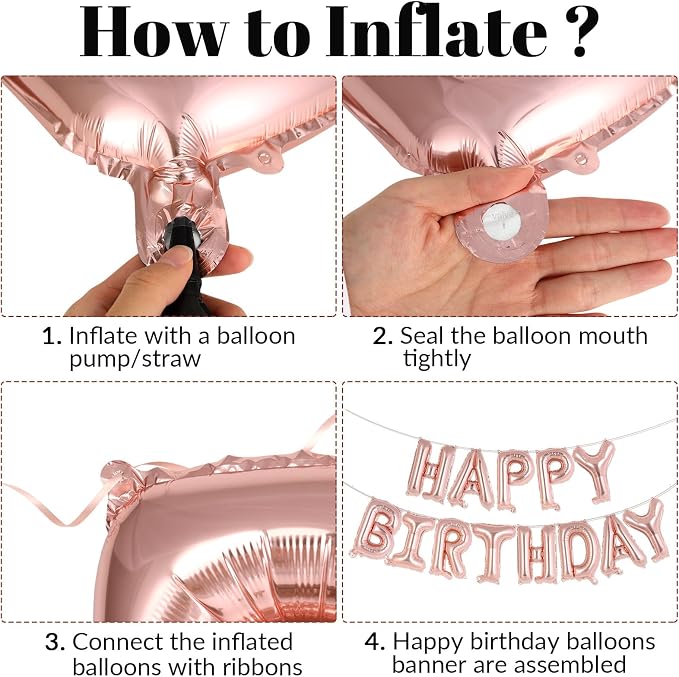 Happy Birthday Balloons Banner, Foil Balloon Personalized Name Letters Balloons - Image 7