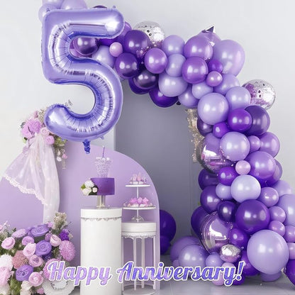 Purple Number 5 Balloon 40 Inch, Big Large Foil Helium Number Balloons - Image 6