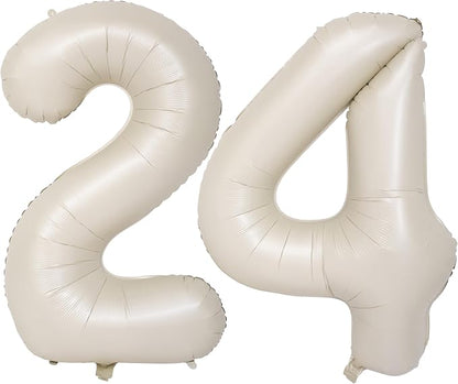 40 In Cream white Number Balloons Helium Foil Mylar Balloon Digital 24 | by Exquisitehighqualitypartydecorationstomeetyoureveryneed%EF%BC%81