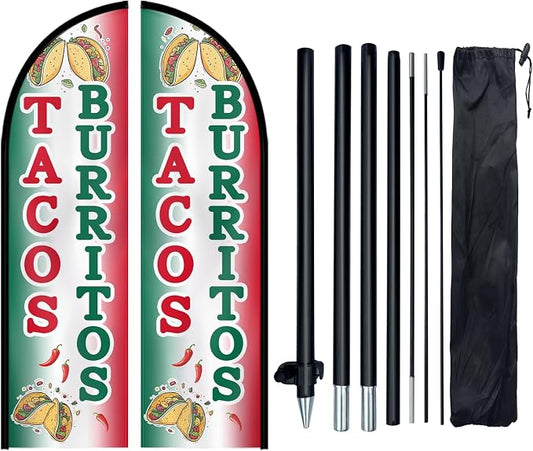 1PC Double Sided Tacos Burritos Feather Flag by WOANIXY---ProfessionalCustomFeatherFlagCustomBanner