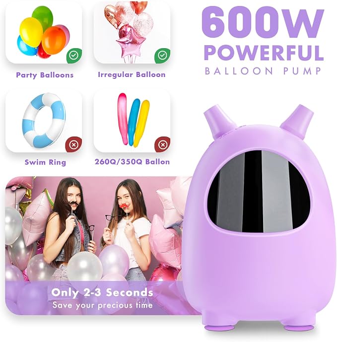 Balloon Pump Electric, SPLAKS Balloons Inflator Air Pump Portable Balloon Blower - Image 2
