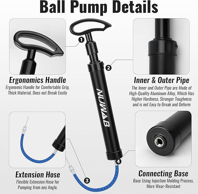 NUWAB 10.6 Inch Ball Pump, Lightweight Portable Hand Air Pump | NUWAB Ball Pump - Image 2