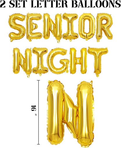 2 Set 22Pcs Gold SENIOR NIGHT Letter Balloons 16in Balloon Foil Letter - Image 2