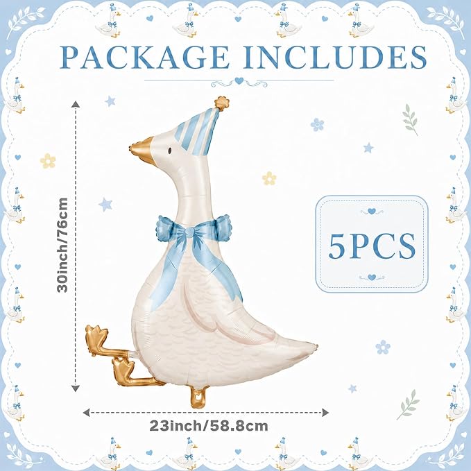 Blue Goose Foil Balloons, 30 Inch 5PCS Goose Birthday Party Decorations | Large - Image 2